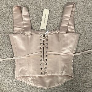 NWT  Champagne Satin Medium Corset "Perfect Corset" with straps sweetheart neck